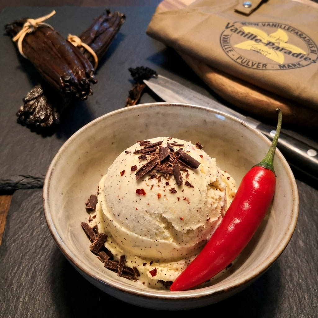 Rezept: Vanille-Chili-Schokolade-Eis
