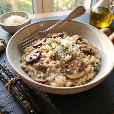 Vegetarische & Vegane Rezepte Risotto mit Pilzen und Uganda-Vanille