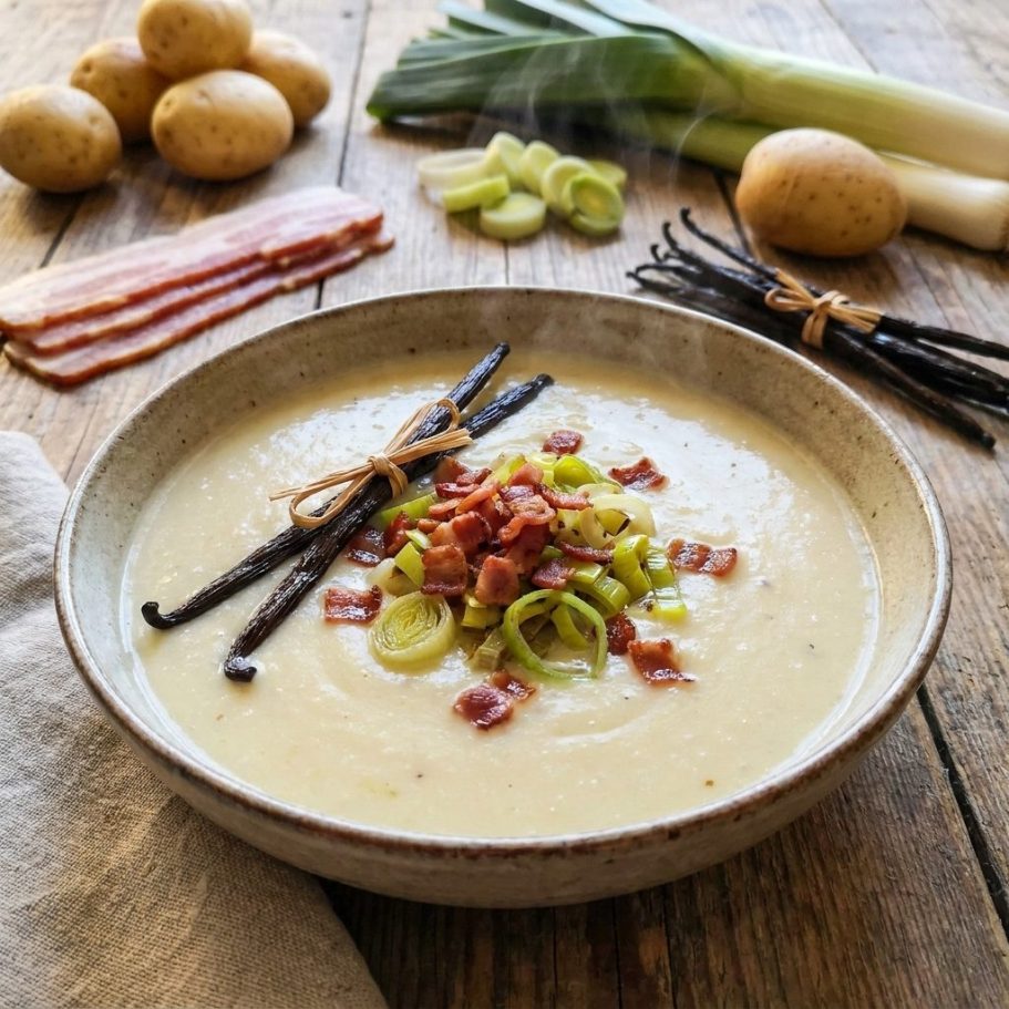 Kartoffel-Lauch-Suppe mit echter Uganda Vanille Kartoffel-Lauch-Suppe mit echter Uganda Vanille
