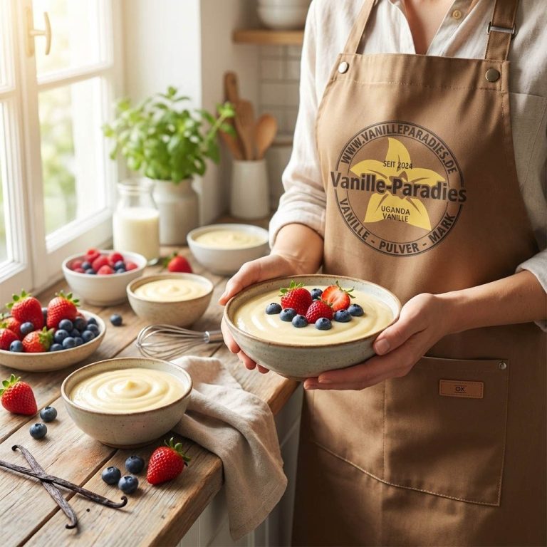 Selbstgemachter Vanillepudding mit Früchten Selbstgemachter Vanillepudding mit Früchten