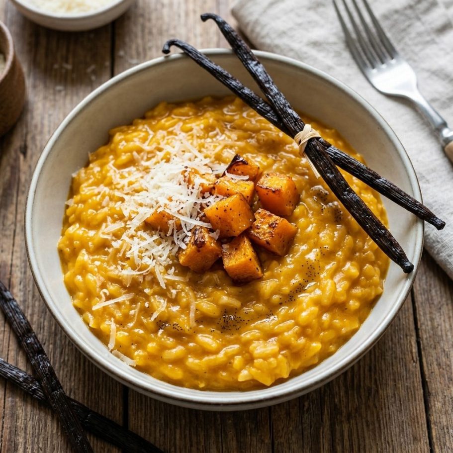 Kürbisrisotto mit echter Uganda-Vanille Kürbisrisotto mit echter Uganda-Vanille