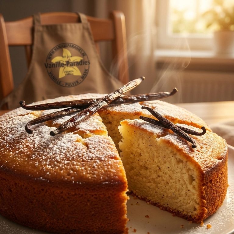 Saftiger Vanillekuchen mit echter Uganda Vanille Saftiger Vanillekuchen mit echter Uganda Vanille