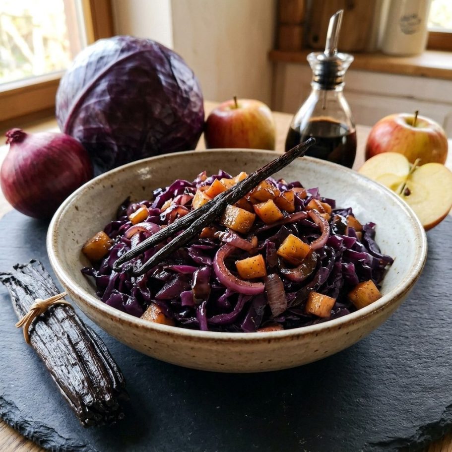 Vanille-Rotkohl mit Apfel und Balsamico Vanille-Rotkohl mit Apfel und Balsamico