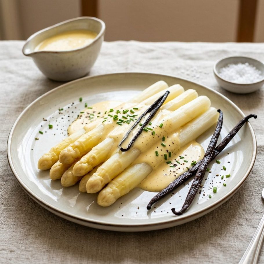 Vanille-Buttersoße zu weißem Spargel Vanille-Buttersoße zu weißem Spargel