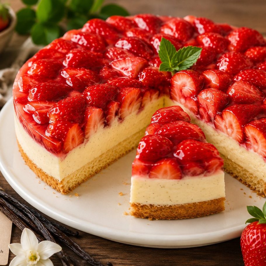 Erdbeertorte mit echter Uganda-Vanille – cremig & fruchtig