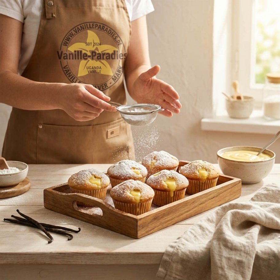 Saftige Muffins mit Vanillepudding-Füllung